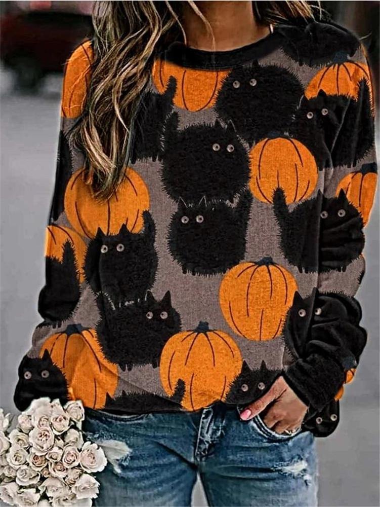 Casual Round Neck Long Sleeve Halloween Top