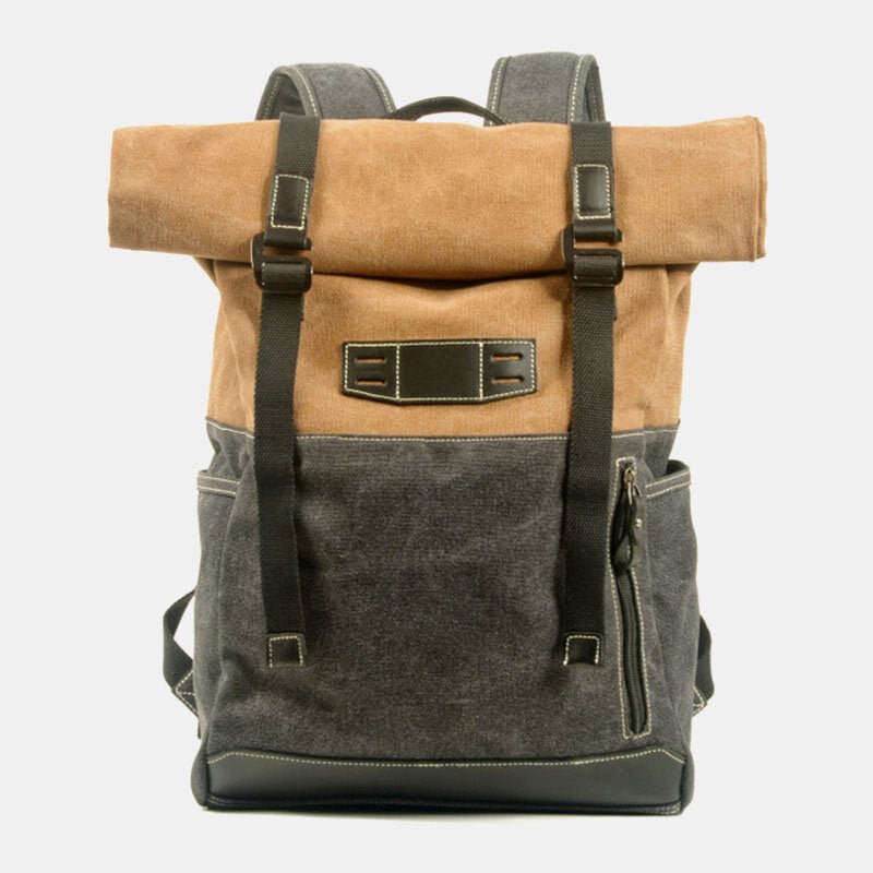 Vintage Roll Top Canvas Hiking Backpack - vzzhome