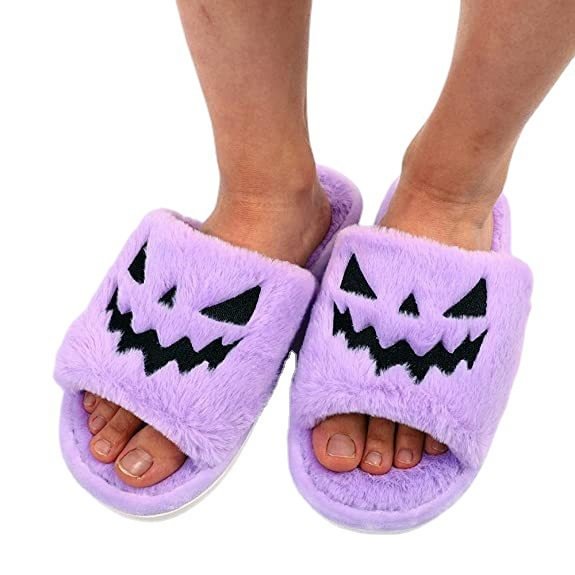 Halloween Cartoon Plush Slippers Pumpkin Head Women's Non-Slip Home Shoes Indoor and Outdoor Halloween Gifts
