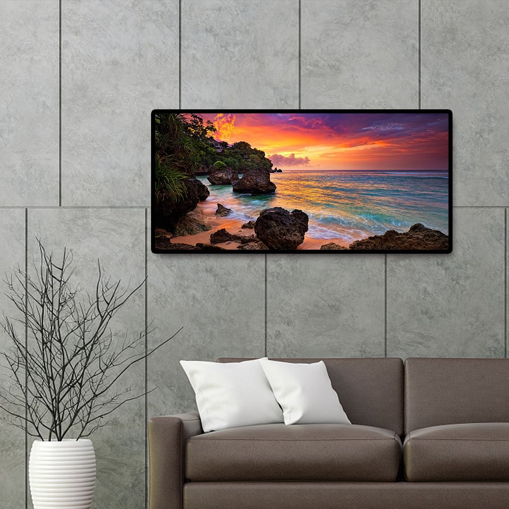 Seaside Sunrise -full Round Diamond Painting(80*40cm)