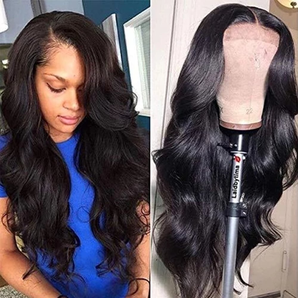 Black 8-26 inch body wavy wig, Brazilian Remi hair, breathable and comfortable stretch mesh and high-definition lace women's wig，new style 13×4×1 hand-woven lace wig