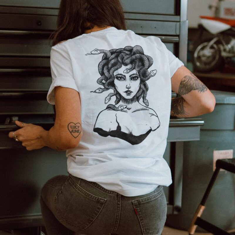 Medusa print short sleeves women T-shirt designer - Krazyskull