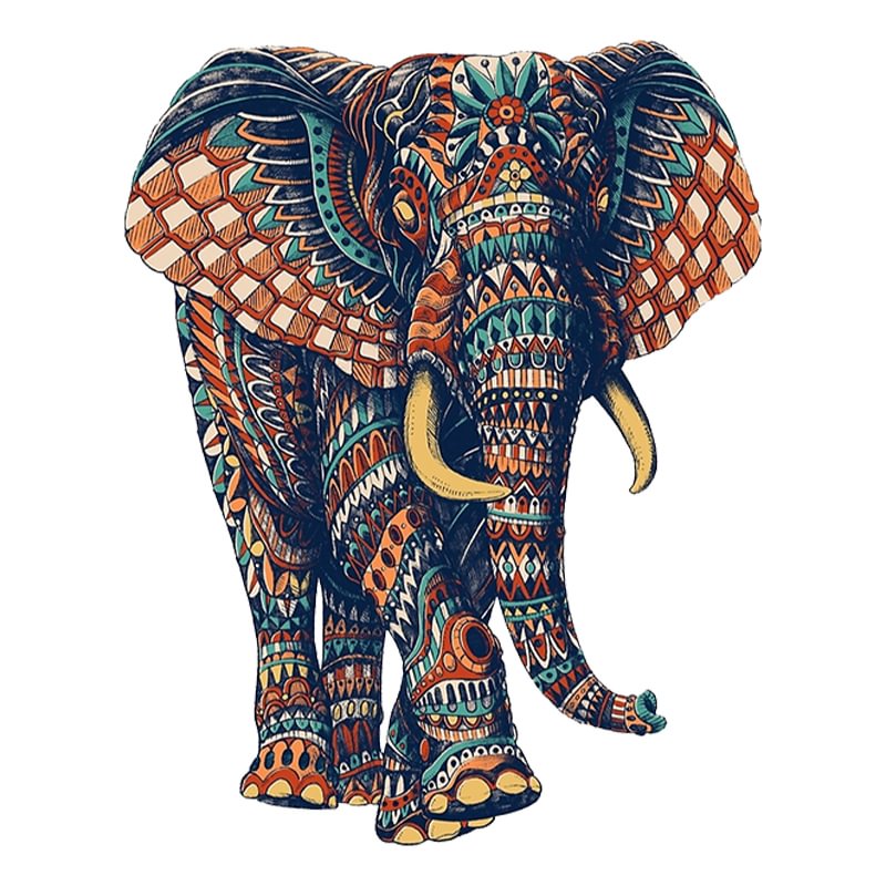 JEFFPUZZLE™-JEFFPUZZLE™ Elephant Mandala Wooden Jigsaw Puzzle