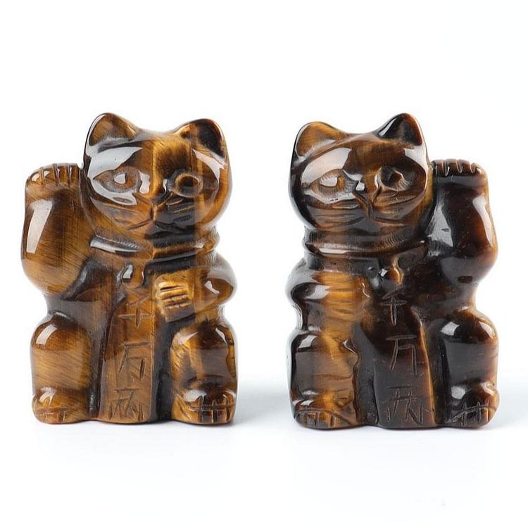 2" Tiger Eye Crystal Carving Lucky Cat Animal Bulk Crystal wholesale suppliers 