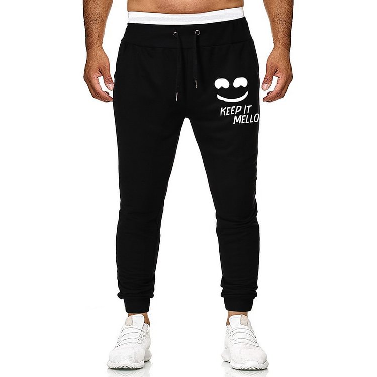 BrosWear Men's Smile Pattern Casual Sports Pants