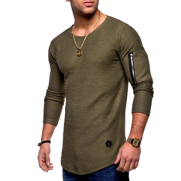 Solid Cotton Men's Spring Long-sleeved T-shirts