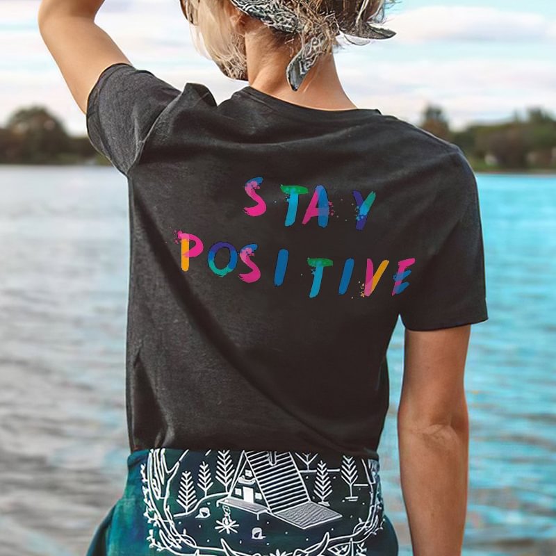 Minnieskull Stay Positive Letters T-shirt - Minnieskull