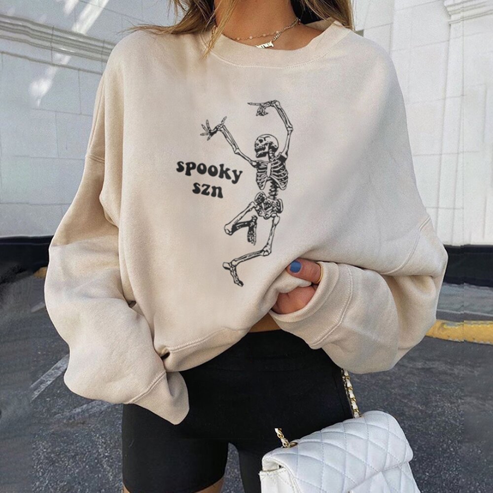 Minnieskull Spooky Szn Skull Printed Fashion Sweatshirt - Minnieskull