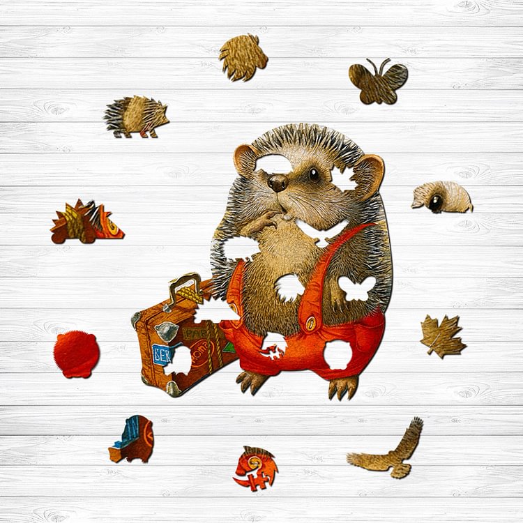 Hedgehog the Traveler Wooden Puzzle