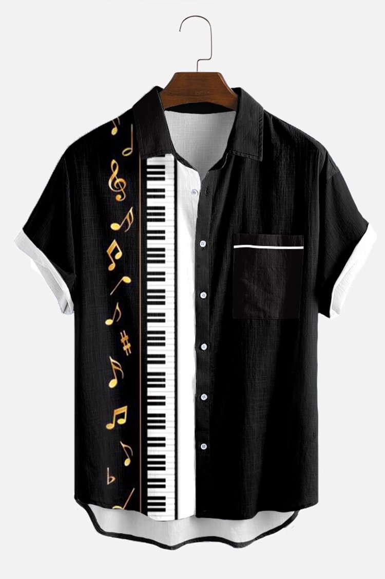 BrosWear Piano Music Short Sleeve Shirt