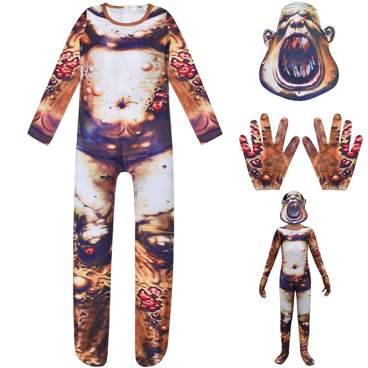 Mayoulove Scary Bloody Monster Cosplay Costume with Mask for Boys Girls Bodysuit Halloween Fancy Jumpsuits-Mayoulove