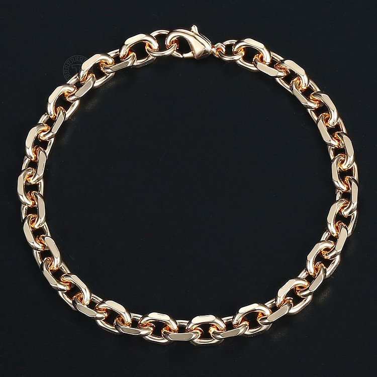 6mm Rose Gold Rolo Cable Link Chain Bracelet&Necklace Jewelry