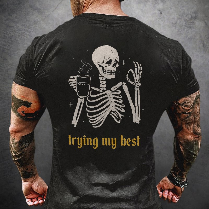 Livereid Trying My Best Skull Print T-shirt - Livereid