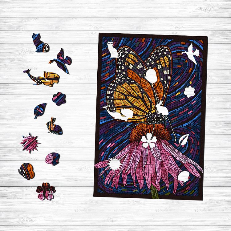 Mosaic Butterfly Wooden Jigsaw Puzzle