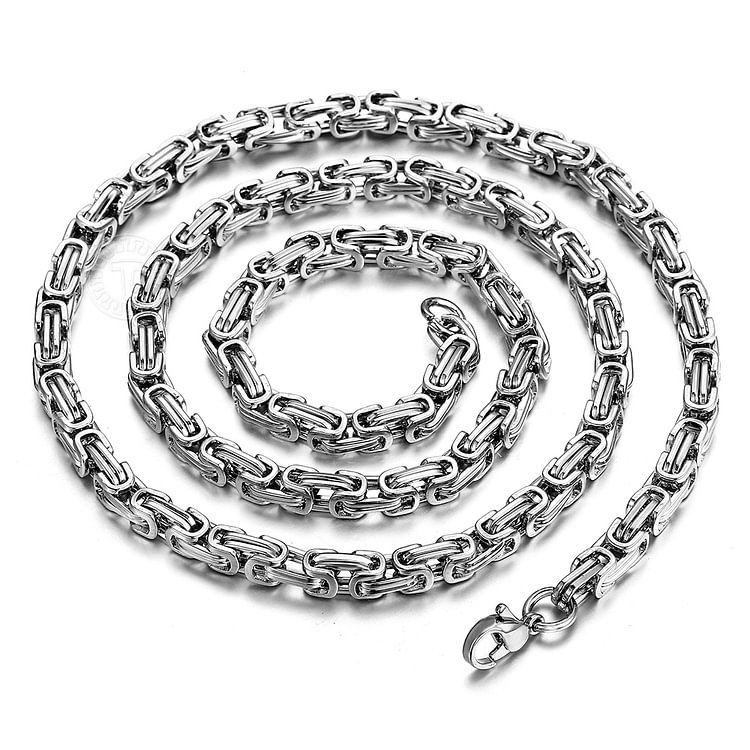 7MM Stainless Steel Byzantine Chain Necklace