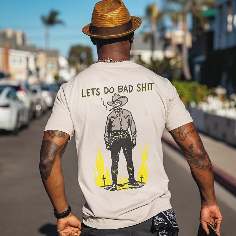 Lets Do Bad Shit Printed Skeleton Basic T-shirt -  UPRANDY
