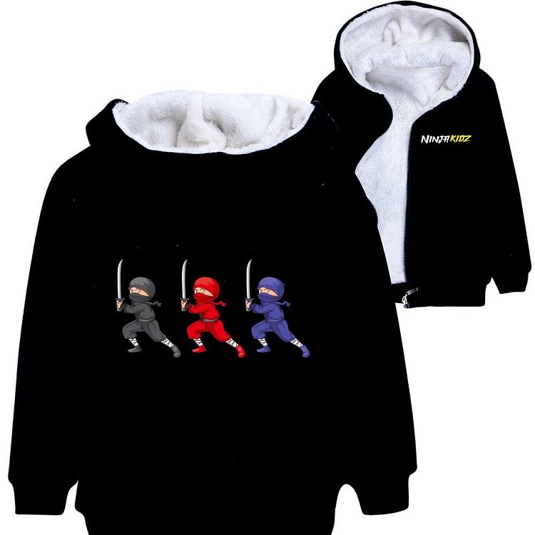 Mayoulove Lego Ninja Sherpa Lined Hoodie Fleece Sweatshirt Full Zip Jacket for Kids-Mayoulove