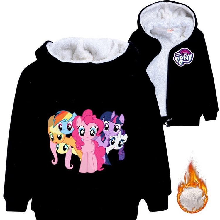 Mayoulove My Little Pony Sherpa Lined Hoodie Fleece Sweatshirt Full Zip Hooded Jacket for Kids-Mayoulove