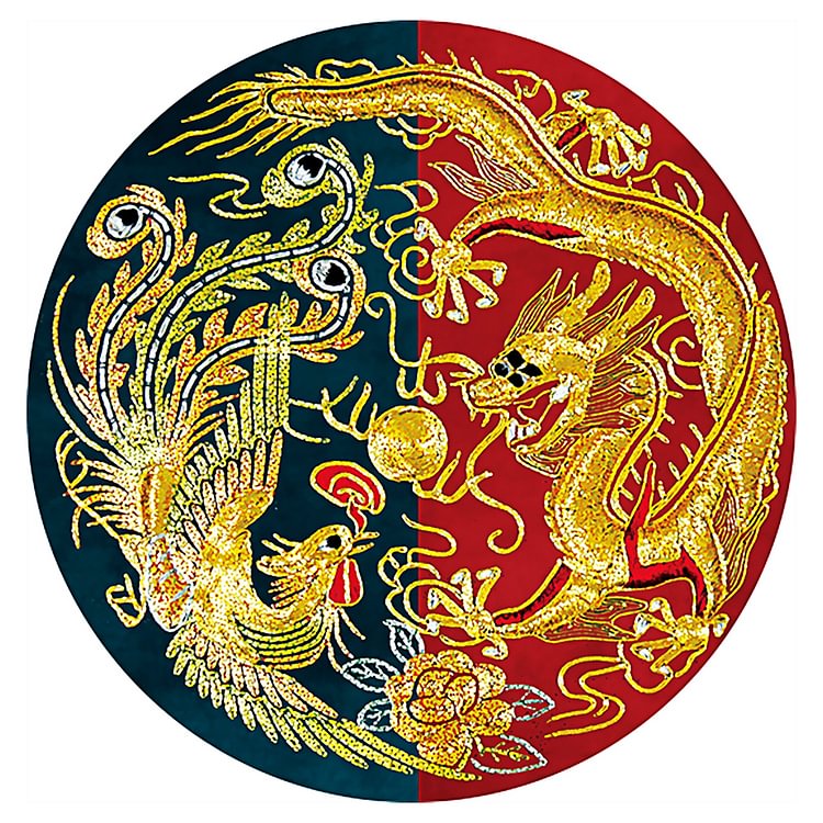 (Counted/Stamped)Dragon And Phoenix - 3 Strands Cross Stitch 60*60CM