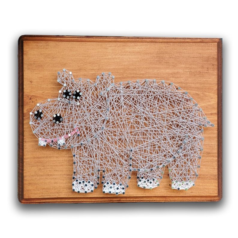 String Art - Hippopotamus 5"x5"-Ainnpuzzle