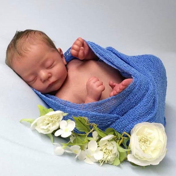 17" Lifelike Handmade Asleep Reborn Baby Boy Harlan,Gift for Kids