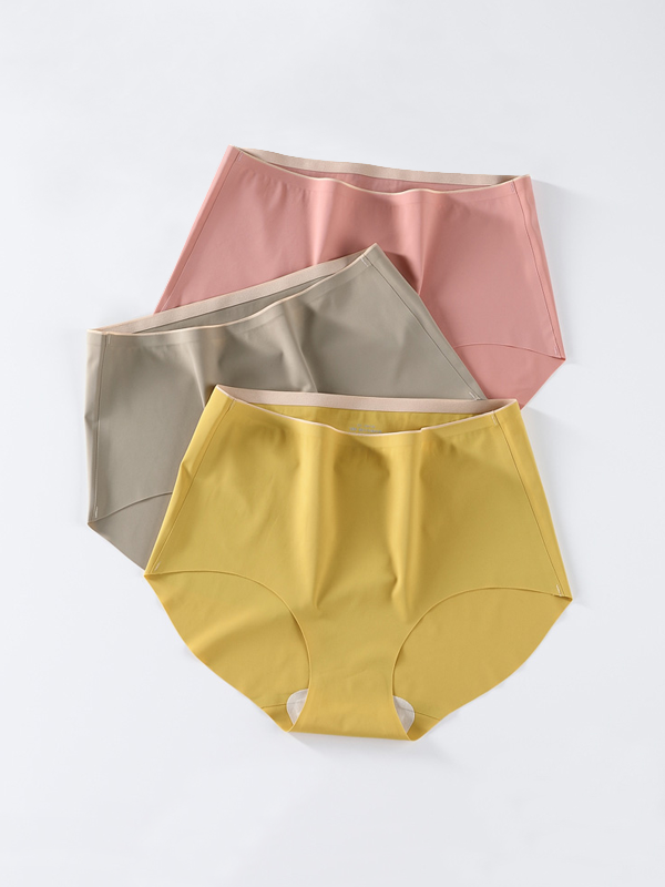 Plus Size Solid Silk Panties Set