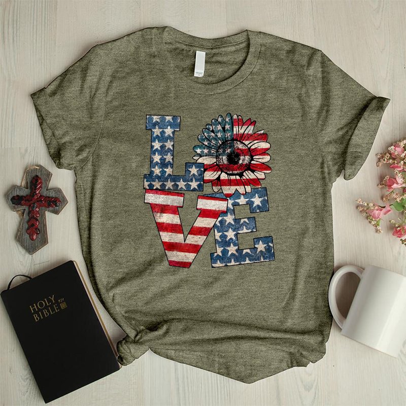 Love America faith daisy graphic tees