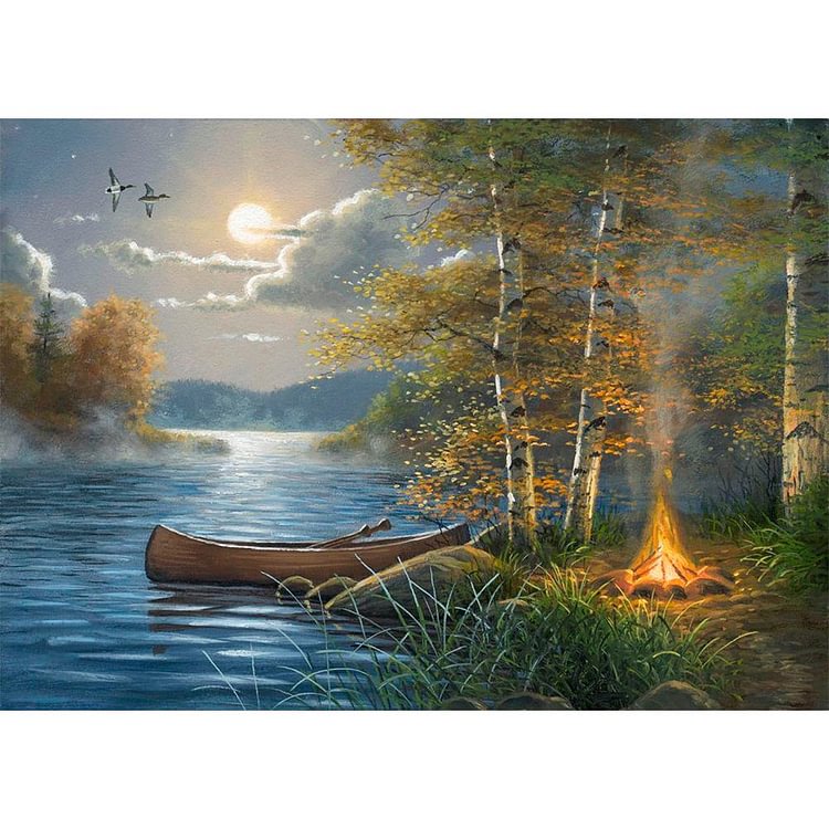 Peinture de diamant - plein rond - lac de nuit