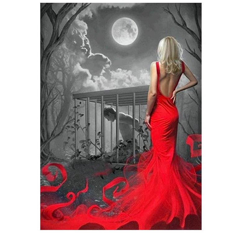 Red Dress Round Drill Diamond Painting 30X40CM(Canvas) gbfke