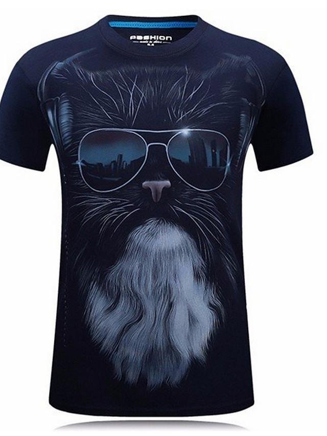 Men's 3D Animal T-shirt Daily Round Neck Black / Navy Blue / Short Sleeve-Corachic