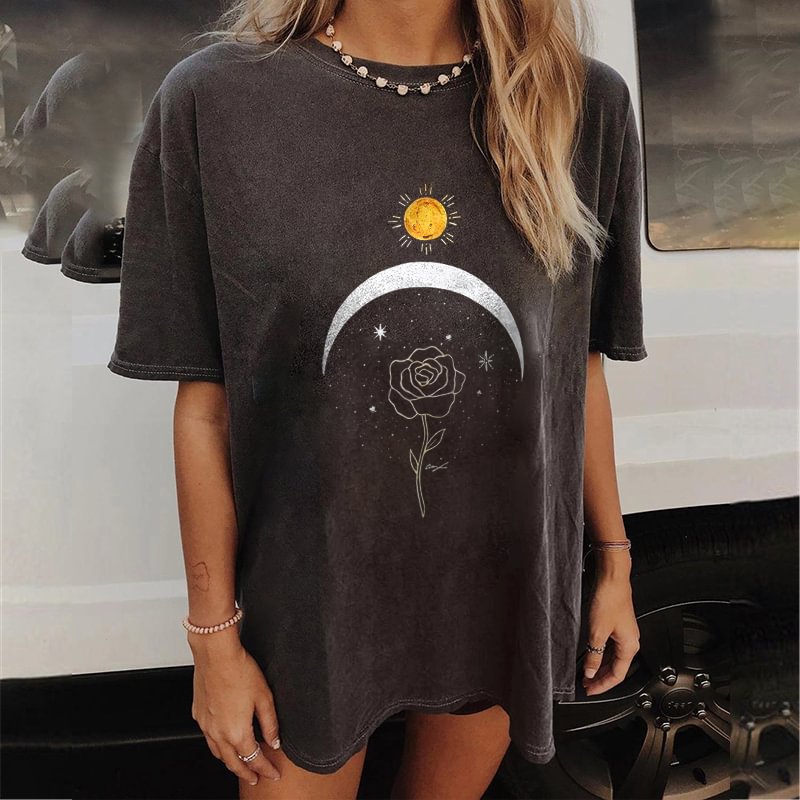   Sun moon rose printed t-shirt designer - Neojana