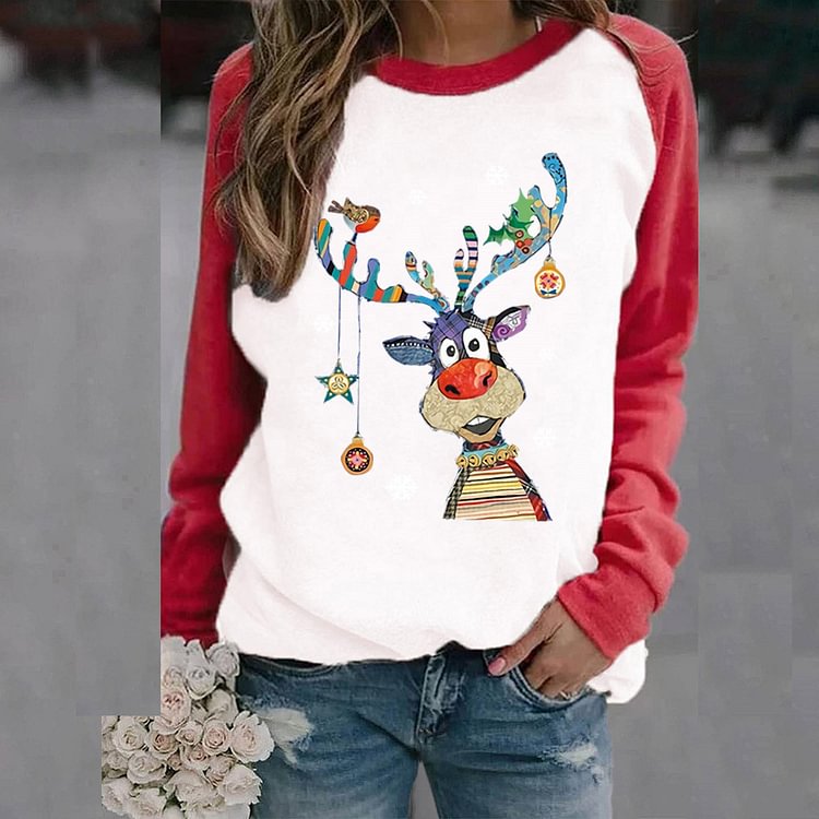 Women's 2021 Autumn And Winter Christmas Cross-Border New Casual Printed Plus Velvet Sweater
