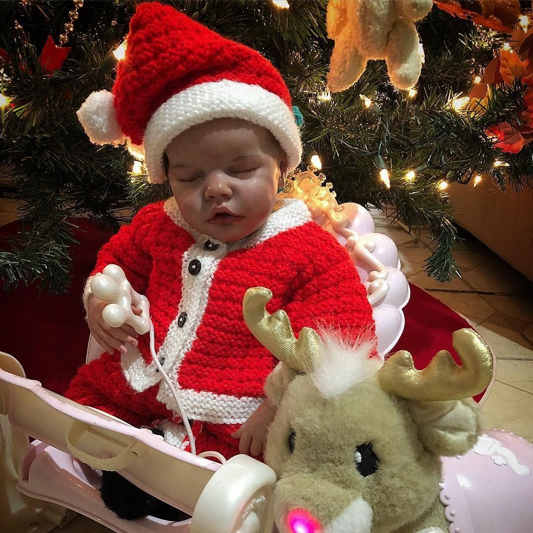 "Merry Christmas!"-17"Real Lifelike Soft Weighted Body Silicone Sleeping Reborn Baby Doll Aurora