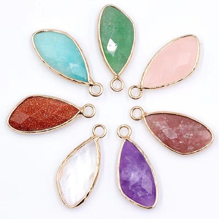 25mm Irregular Water Drop Shape Crystal Pendant with Golden Rim Crystal wholesale suppliers