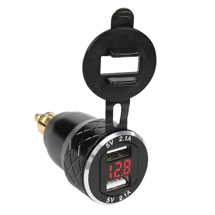 CNC 4.2A Dual USB Charger with Voltmeter for BMW Hella/DIN Plug Motorcycle