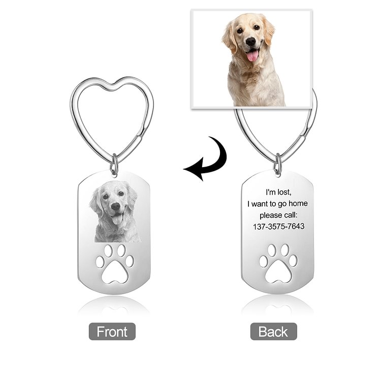 Custom Pet Keychain with Photo and text