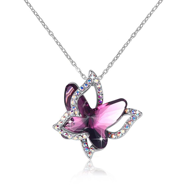 For Daughter - S925 She Believed She Could so She Did Crystal Butterfly Necklace