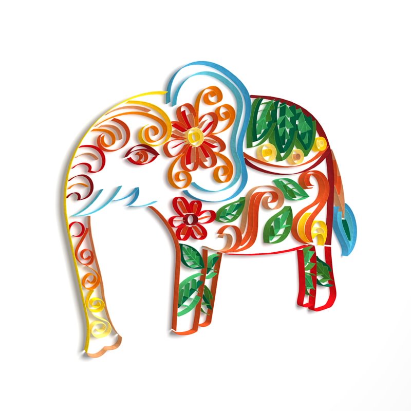 JEFFQUILLING™-JEFFQUILLING™ Paper Filigree Painting Kit -Flower Elephant