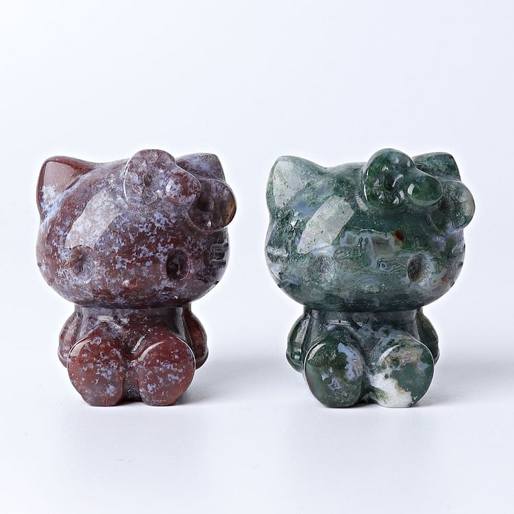 1.9" Moss Agate Hello Kitty Crystal Carvings Cartoon Bulk Crystal wholesale suppliers