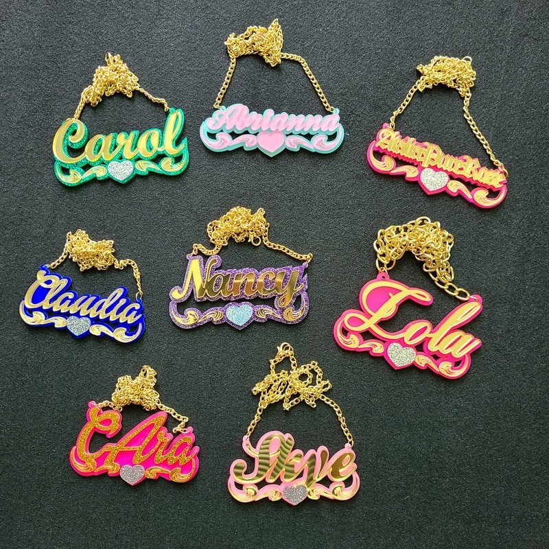 Custom Name Necklace Nameplates Acrylic Laser Cut Jewrlry Gifts-VESSFUL
