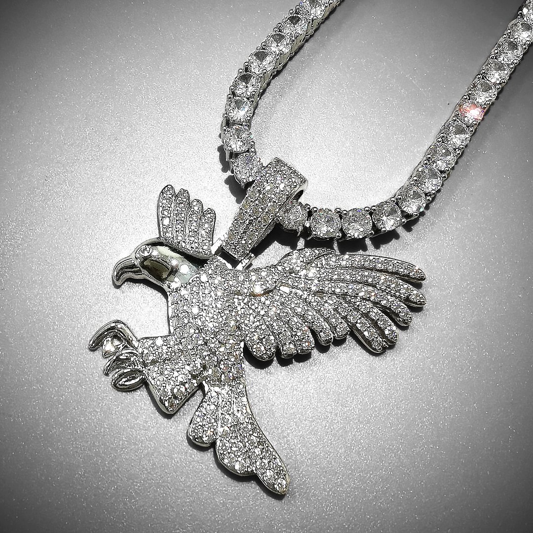 Iced Out Eagle Pendant Necklaces Zircon Jewelry-VESSFUL