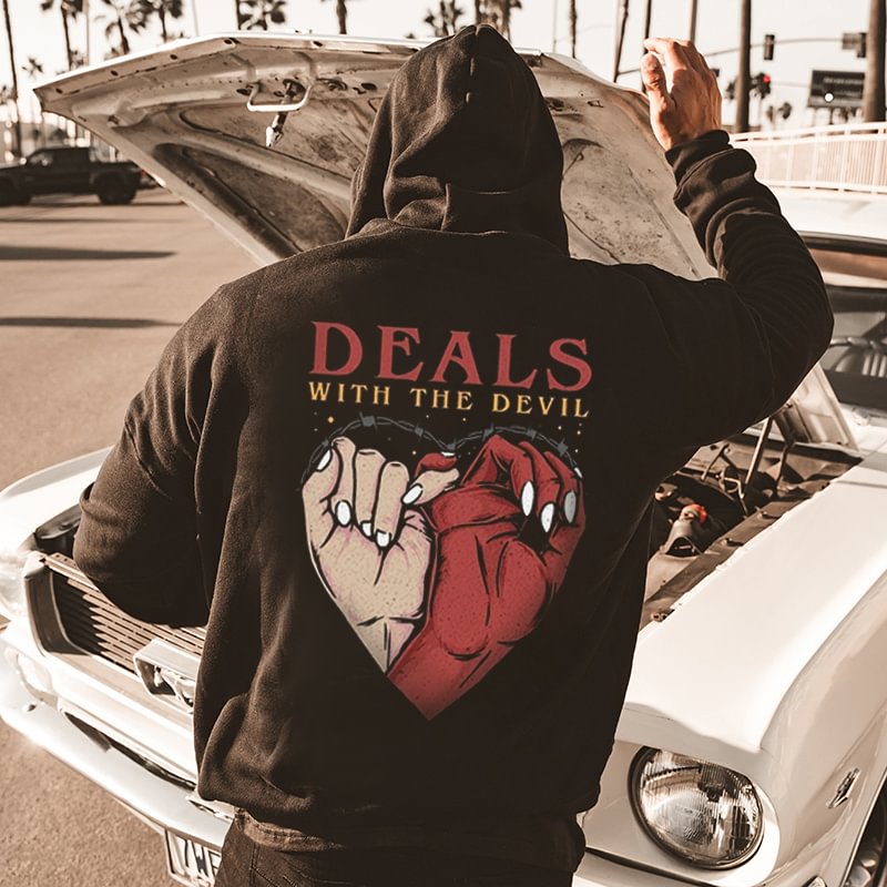 UPRANDY Men's Deals With The Devil Heart-shaped Printed Hoodie -  UPRANDY