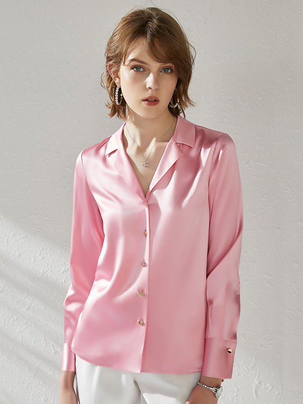 Heavy Luxury Pink Silk Shirt
