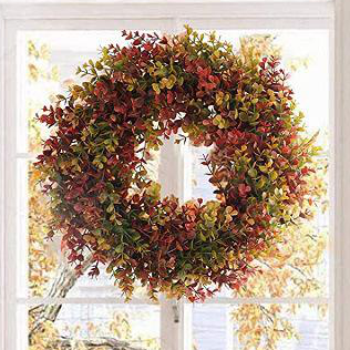 Artificial Red Boxwood Wreath Fall Wreaths 2021、、sdecorshop