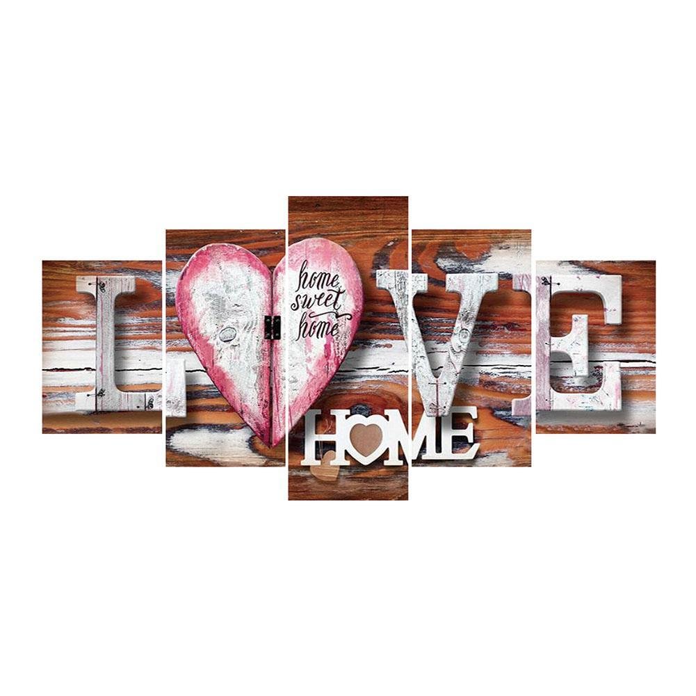 5Pcs Combinations Full Round Diamond Painting LOVE HOME （95*45cm）