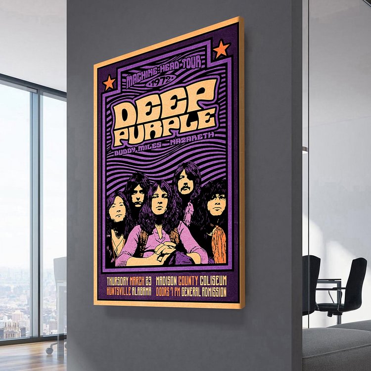 Deep Purple Machine Head World Tour 1972 Canvas Wall Art