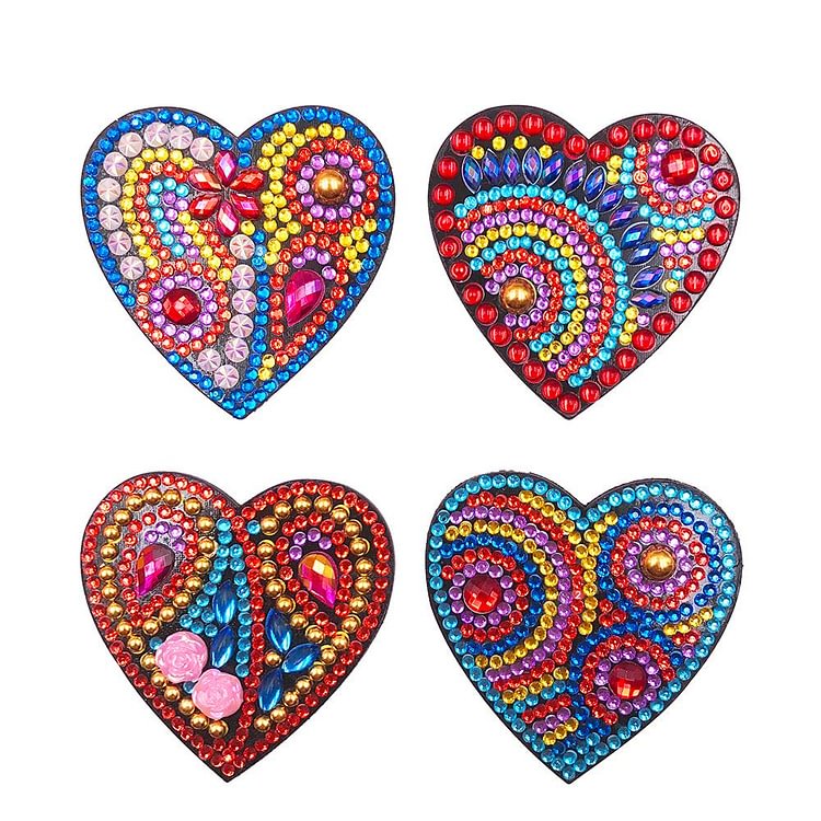 4pcs Heart Fridge Magnet-DIY Creative Diamond Sticker
