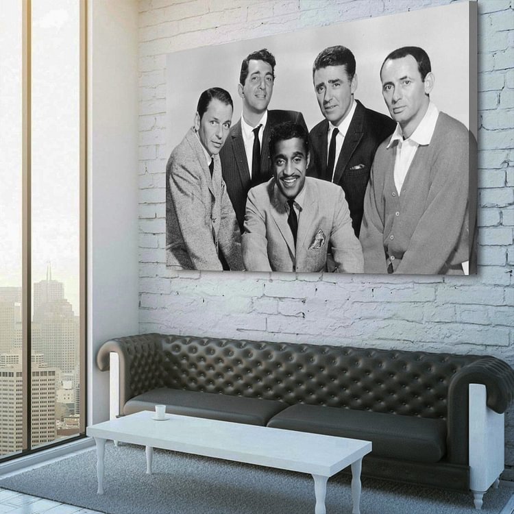 Rat Pack Black and White Group Canvas Wall Art