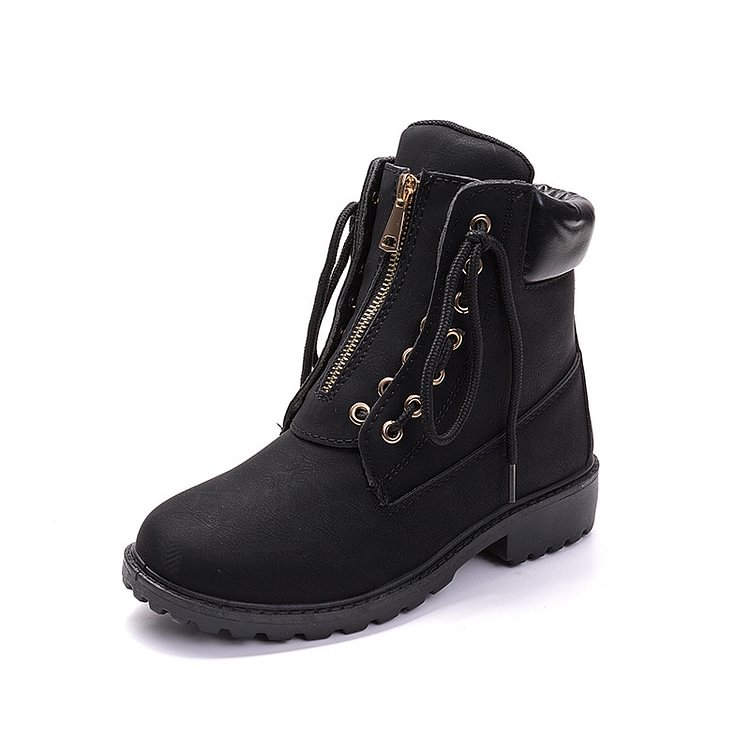 Women's Martin Boots  Two Lace Up Short Boots Women's Casual Flat Bottomed Work Clothes Women's Boots