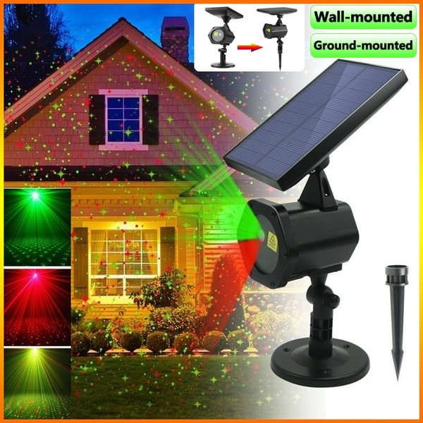 Waterproof Solar LED Laser Light Projector Outdoor Red Green Dancing Lights for Home Garden Holiday Disco Party Landscape Decoration Christmas
